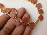 11-13mm Sunstone Slice Beads, Sunstone Electroplated Beads, Sunstone Necklace