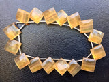 17-18 mm Yellow Fluorite Faceted Rhombus Bead, Natural Yellow Fluorite Faceted