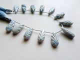 9.5x19 mm -10x25 mm Blue Opal Beads, 8 Inch Natural Blue Opal Hand Carved Leaf
