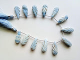 9.5x19 mm -10x25 mm Blue Opal Beads, 8 Inch Natural Blue Opal Hand Carved Leaf