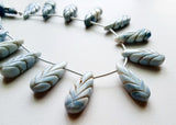 9.5x19 mm -10x25 mm Blue Opal Beads, 8 Inch Natural Blue Opal Hand Carved Leaf