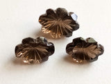 3 Pc Set Smoky Brown Quartz Fancy Shape Hand Carved Cut Stones, Filigree Finding