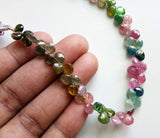 5-6mm Multi Tourmaline Faceted Heart Beads, Natural Multi Tourmaline Faceted