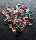 3-4mm Multi Tourmaline Plain Square Cabochons, Natural Square Flat back