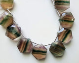 17.5 mm Multi Fluorite Faceted Hexagon Shape Beads, Natural Multi Fluorite Fancy