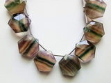 17.5 mm Multi Fluorite Faceted Hexagon Shape Beads, Natural Multi Fluorite Fancy