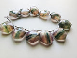 17.5 mm Multi Fluorite Faceted Hexagon Shape Beads, Natural Multi Fluorite Fancy