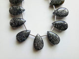 10x16 mm Sunstone Plain Pear Beads, Natural Black Sunstone Plain Pear Briolettes
