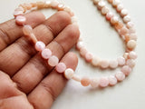 6-6.5mm Pink Opal Beads, Natural Pink Opal Plain Coin Beads, Opal Coins, 13 In