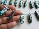 25-29 mm Blue Copper Turquoise Plain Long Pear Beads, Copper Turquoise Fancy