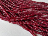 3.5mm Ruby Red Corundum Plain Beads, Red Corundum Plain Rondelle Beads, Red