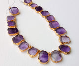 10-12mm Amethyst Slice Gold Electroplated Gemstone, Natural Gemstone For Jewelry