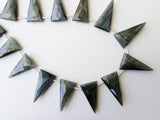 14x25 mm Black Cats Eye Faceted Long Triangle Bead, Natural Black Cats Eye Fancy