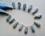 9.5x19 mm -10x25 mm Blue Opal Beads, 8 Inch Natural Blue Opal Hand Carved Leaf