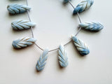 9.5x19 mm -10x25 mm Blue Opal Beads, 8 Inch Natural Blue Opal Hand Carved Leaf