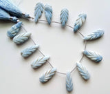9.5x19 mm -10x25 mm Blue Opal Beads, 8 Inch Natural Blue Opal Hand Carved Leaf