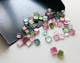 3-4mm Multi Tourmaline Plain Square Cabochons, Natural Square Flat back