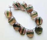 17.5 mm Multi Fluorite Faceted Hexagon Shape Beads, Natural Multi Fluorite Fancy