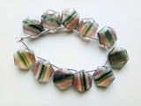 17.5 mm Multi Fluorite Faceted Hexagon Shape Beads, Natural Multi Fluorite Fancy