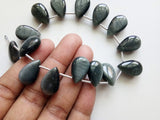 10x16 mm Cats Eye Plain Pear Beads, Natural Black Cats Eye Plain Pear Briolette