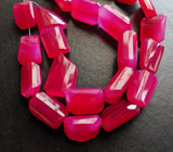 16-25 mm Hot Pink Chalcedony Faceted Nugget Beads, Hot Pink Chalcedony Beads
