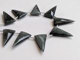 14x25 mm Black Cats Eye Faceted Long Triangle Bead, Natural Black Cats Eye Fancy