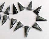 14x25 mm Black Cats Eye Faceted Long Triangle Bead, Natural Black Cats Eye Fancy