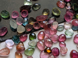 4-7mm Multi Tourmaline Rose Cut Cabochons, Rose Cut Flat Back Faceted Cabochons