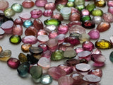 4-7mm Multi Tourmaline Rose Cut Cabochons, Rose Cut Flat Back Faceted Cabochons