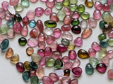 4-7mm Multi Tourmaline Rose Cut Cabochons, Rose Cut Flat Back Faceted Cabochons