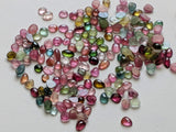 4-7mm Multi Tourmaline Rose Cut Cabochons, Rose Cut Flat Back Faceted Cabochons