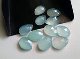 10x14mm Blue Chalcedony Pear, Blue Chalcedony Faceted Pear, Loose 5 Pcs
