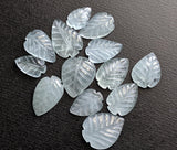 11-14mm Aquamarine Cabochons, Natural Hand Carved Leaf Shape Cabochons