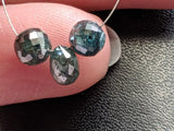 2.20 Cts Blue Diamonds, 1 Pc Blue Diamond Drop, 2 Pcs Blue Diamond Beads, 3 Pcs