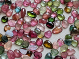 4-7mm Multi Tourmaline Rose Cut Cabochons, Rose Cut Flat Back Faceted Cabochons