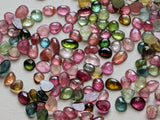 4-7mm Multi Tourmaline Rose Cut Cabochons, Rose Cut Flat Back Faceted Cabochons