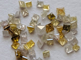 1-2mm Multi Colored Diamonds Princess Cut Diamond Square  For Ring (5PcTo 20Pc)