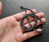 3.5-5mm Raw Black Diamond Uncut Beads Necklace (4IN To 16IN)