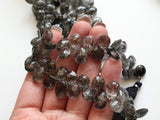 8x10 mm Black Rutile Quartz Faceted Pear Beads, Rutilated Quartz Beads, Faceted