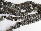 8x10 mm Black Rutile Quartz Faceted Pear Beads, Rutilated Quartz Beads, Faceted