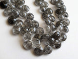 11 mm Black Rutile Quartz Faceted Heart Beads, Rutilated Quartz Beads, Faceted