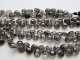 11 mm Black Rutile Quartz Faceted Heart Beads, Rutilated Quartz Beads, Faceted