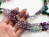 7 mm Multi Fluorite Faceted Heart Beads, Fluorite Beads, Faceted Heart Briolette