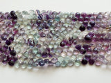 7 mm Multi Fluorite Faceted Heart Beads, Fluorite Beads, Faceted Heart Briolette