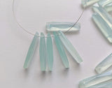 6x25 mm Aqua Chalcedony Fancy Sticks, 4 Pcs Aqua Blue Chalcedony Fancy Drilled