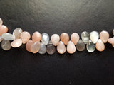 9x12 mm-9x14 mm Multi Moonstone Faceted Pear Beads, Natural Multi Moonstone