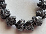 6-7mm Raw Black Diamond Beads, Huge Rough Black Diamond Beads, Uncut Diamond