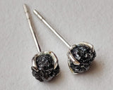 5mm Black Raw Diamond Studs 2 Pcs Matched Pair Black Rough Diamond Studs