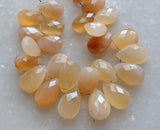 8x14 mm-10x16 mm Peach Moonstone Faceted Pear Beads, Peach Moonstone Beads