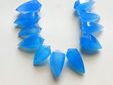 10x19 mm-11x25 mm Blue Chalcedony Faceted Horn Beads, Blue Chalcedony Fancy Horn